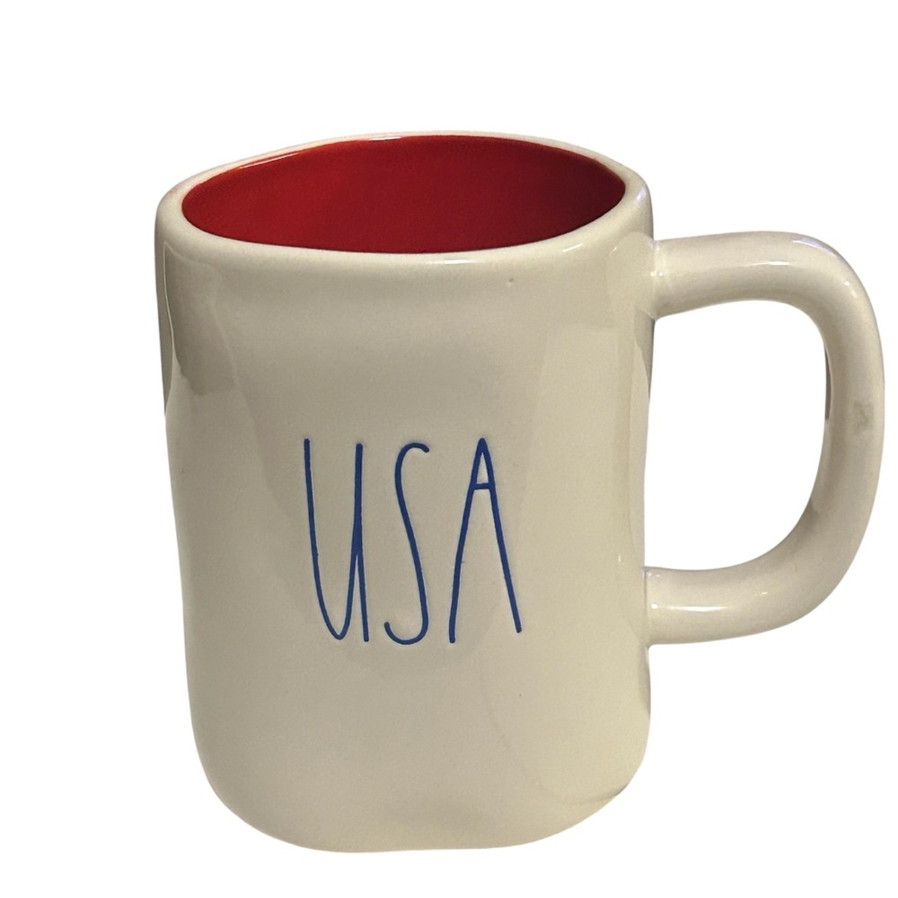 Rae Dunn USA Mug - Red Interior, White Exterior